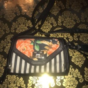 Super cute striped and floral print purse